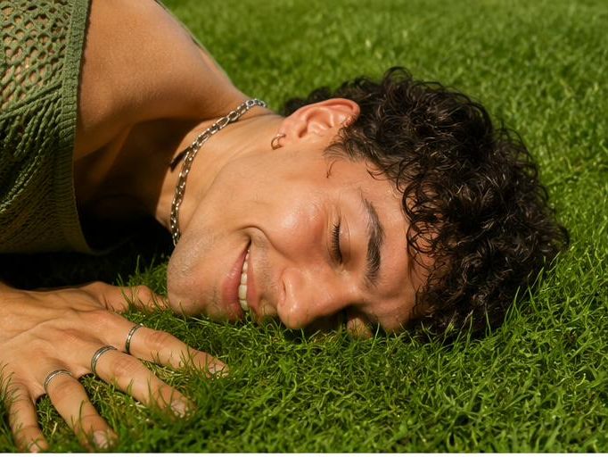 Face down on the lawn, at peace